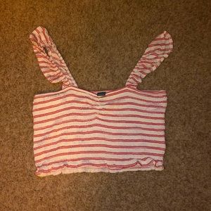 White and red striped crop top.
